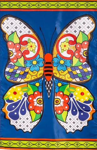 Talavera Butterflies Applique House Flag