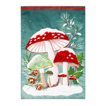 Woodland Winter Mushroom House Flag