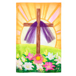 Easter Cross with Lilies Applique House Flag