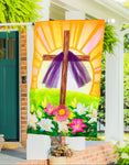 Easter Cross with Lilies Applique House Flag