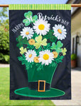 Happy St. Patrick's Day Floral Hat Applique House Flag