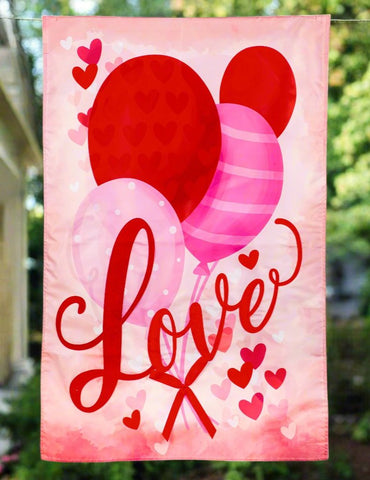 Valentine Love Balloon Applique House Flag