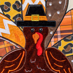 Give Thanks Patterned Turkey Applique Garden Flag