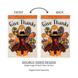 Give Thanks Patterned Turkey Applique Garden Flag