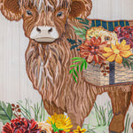 Highland Cow Fall Floral Applique Garden Flag