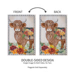 Highland Cow Fall Floral Applique Garden Flag