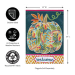 Patterned Jacobean Floral Pumpkin Applique House Flag