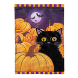 Pumpkin Patch Cat Applique Garden Flag