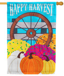 Happy Harvest Wagon Wheel Garden Flag