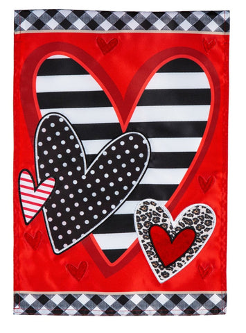 Patterned Heart Applique Garden Flag