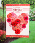 Floral Valentine's Heart Applique Garden Flag