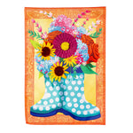 Floral Rain Boots Applique Garden Flag