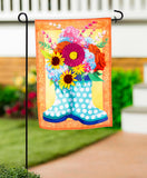 Floral Rain Boots Applique Garden Flag