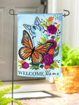 Welcome Home Butterflies Applique Garden Flag