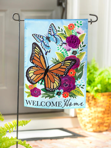 Welcome Home Butterflies Applique Garden Flag