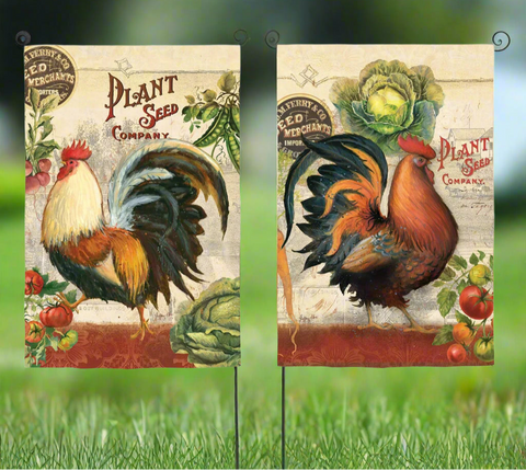Farm Rooster Suede Reversable Garden Flag