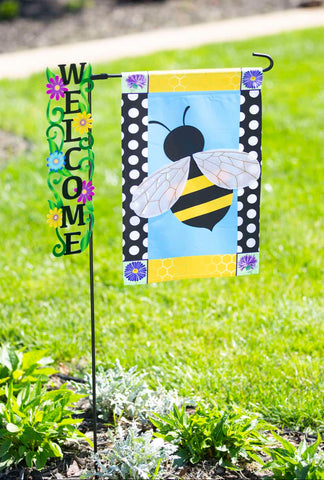 Laser-Cut Welcome Garden Flagpole