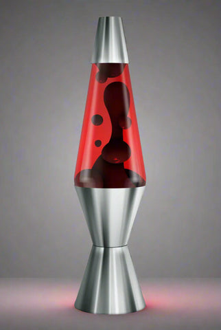 14.5" Lava Lamp Chrome Plated Crimson/Black/Red