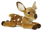 Lying Fawn Plush, realistic baby deer plush toy, soft and hand-stitched, perfect gift for animal lovers.