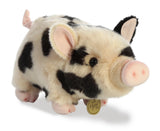 Pot-Bellied Piglet Plush featuring a cream pig with black spots and pink snout, perfect for cuddling and collecting.