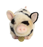Pot-Bellied Piglet Plush featuring a cream-colored pig with a pink snout and black spots, perfect for cuddling.