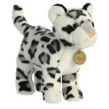 Snow Leopard Plush by Miyoni, realistic and cute design, hand-stitched, unique cuddly toy, 4.5" x 9" x 8"