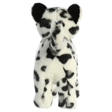 Snow Leopard Plush with black spots and curled tail, handcrafted and realistic plush toy from Miyoni.
