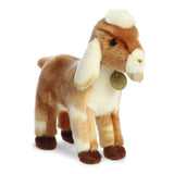 Nubian Goat Kid Plush with soft tan and white fur, floppy ears, perfect for kids and eco-friendly.