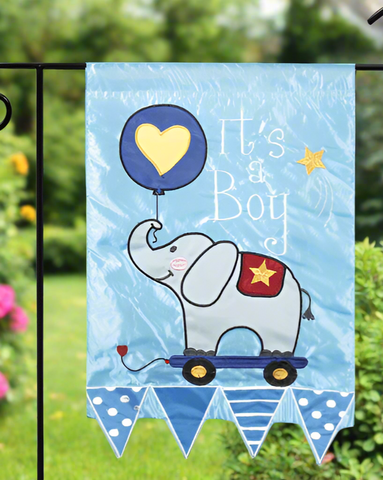 It's A Boy Elephant Garden Flag