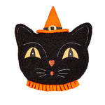 13" Black Cat Witches Hat Pillow
