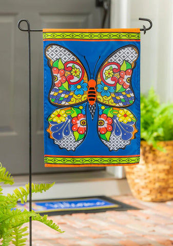 Talavera Butterfly Applique Garden Flag