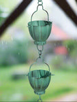 Green Rustic Bucket Rain Chain 72"
