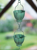 Green Rustic Bucket Rain Chain 72"