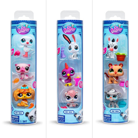 LPS Pet Trio Tubes Series 2 featuring three sets of adorable pet figures in colorful packaging.
