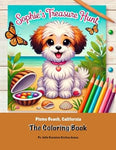 Sophie and her treasure hunt coloring book featuring Pismo Beach, perfect for creative fun in a scenic setting.