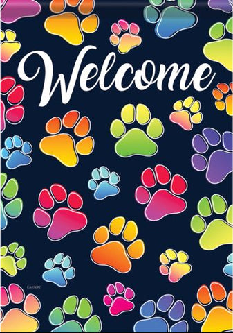 Welcome Paw Prints Durasoft Garden Flag