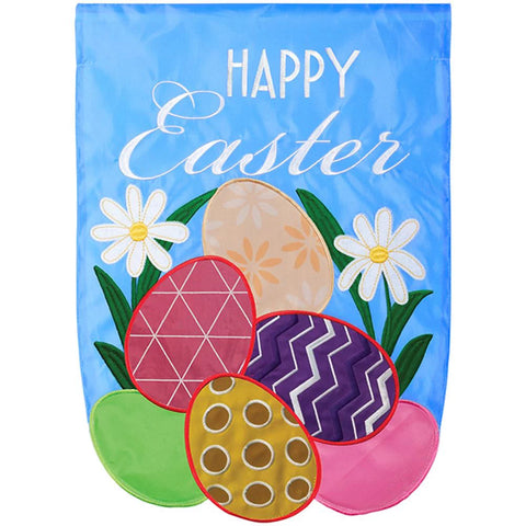 "Happy Easter Eggs" Applique Garden Flag