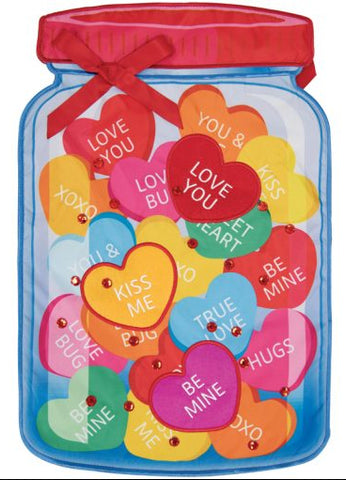 Be Mine Candy Jar Double Applique Garden Flag