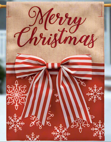 Merry Bow Double Applique Garden Flag