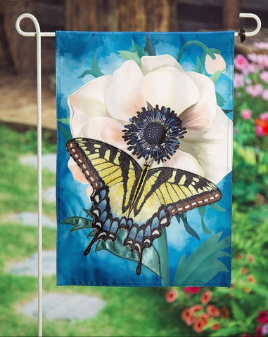 Anemone & Butterfly Garden Flag