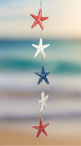 Red, White & Blue Star Bamboo Garden Strand