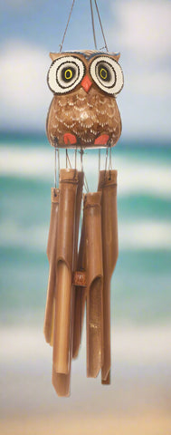 Bamboo Owl Wind Chime