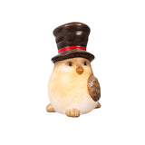 Ceramic Christmas Bird Table Decor featuring a charming bird in a classic top hat for festive home decoration.
