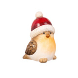 Ceramic Christmas Bird Table Decor featuring a charming bird wearing a red Santa hat, perfect for holiday decorations.