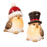 Ceramic Christmas Bird Table Decor featuring two charming birds with winter hats for festive home decor.