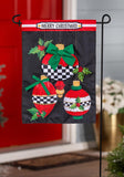 Christmas Checkered Ornaments Applique Garden Flag