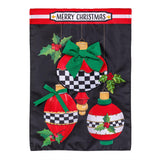 Christmas Checkered Ornaments Applique Garden Flag