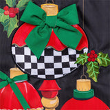 Christmas Checkered Ornaments Applique Garden Flag
