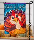 Gobble Til' You Wobble Applique Garden Flag