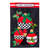 Christmas Checkered Ornaments Applique House Flag